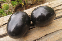 Polished Black Schorl Tourmaline Eggs x 6 From Madagascar - Toprock Gemstones and Minerals 