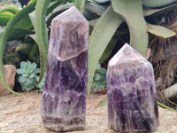 Polished Chevron Amethyst Points x 2 From Madagascar