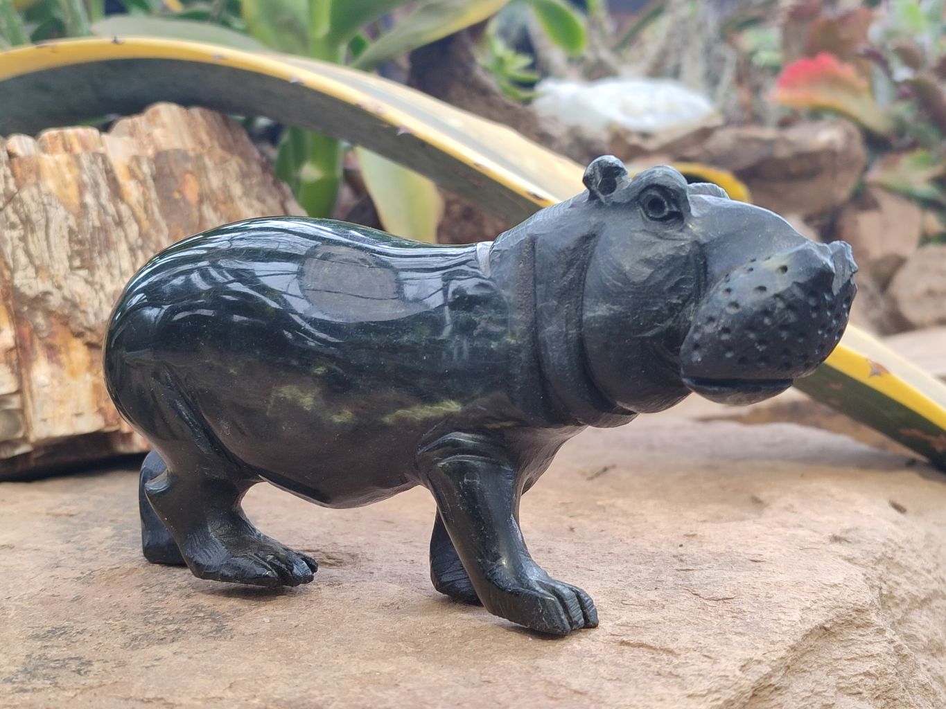 Polished Leopard Stone Hippo Carvings x 2 From Zimbabwe - Toprock Gemstones and Minerals 