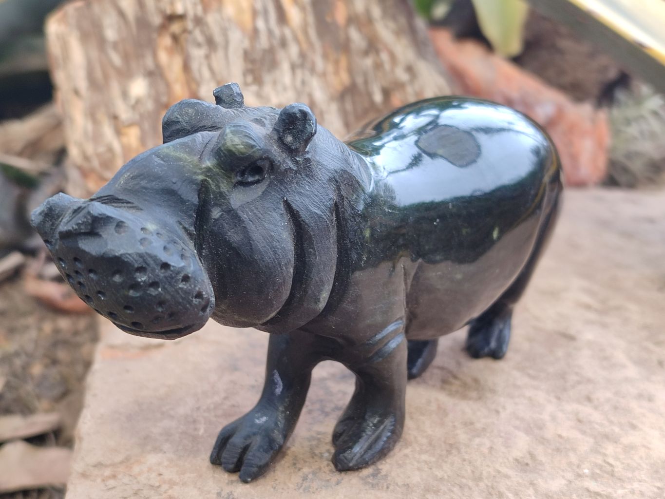 Polished Leopard Stone Hippo Carvings x 2 From Zimbabwe - Toprock Gemstones and Minerals 