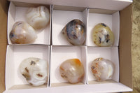 Polished Banded Agate Hearts x 7 From Madagascar