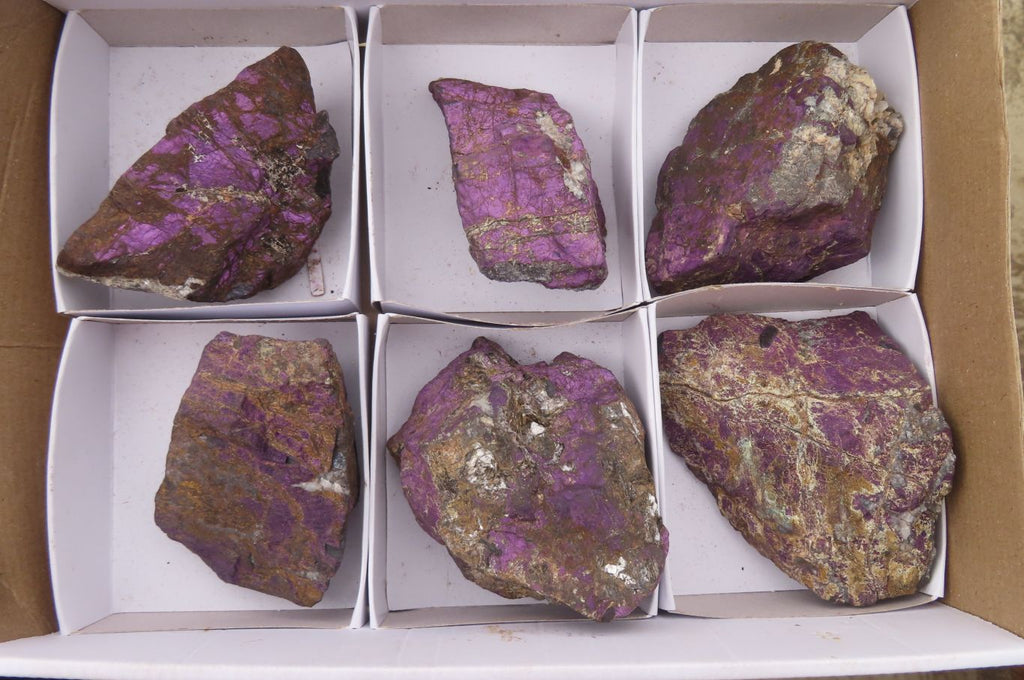 Natural Metallic Purpurite Cobbed Specimens x 6 From Erongo, Namibia - Toprock Gemstones and Minerals 