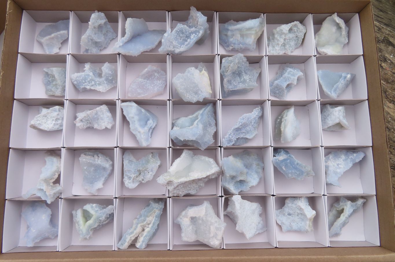 Natural Etched Blue Chalcedony Specimens x 35 Nsanje, Malawi - Toprock Gemstones and Minerals 