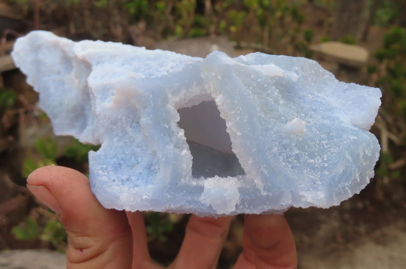 Natural Etched Blue Chalcedony Specimens x 2 From Nsanje, Malawi - Toprock Gemstones and Minerals 