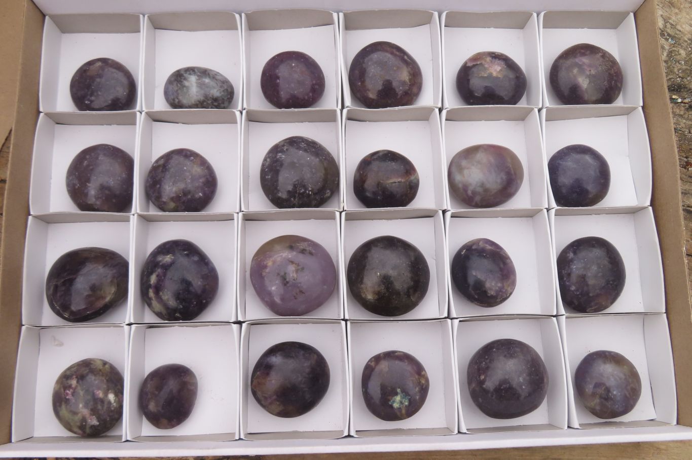 Polished Lepidolite Galet / Palm Stones x 24 From Madagascar - Toprock Gemstones and Minerals 
