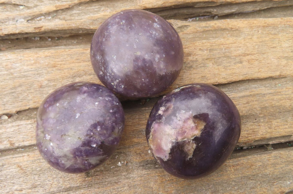 Polished Lepidolite Galet / Palm Stones x 24 From Madagascar - Toprock Gemstones and Minerals 