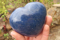 Polished Lazulite Hearts x 3 From Madagascar