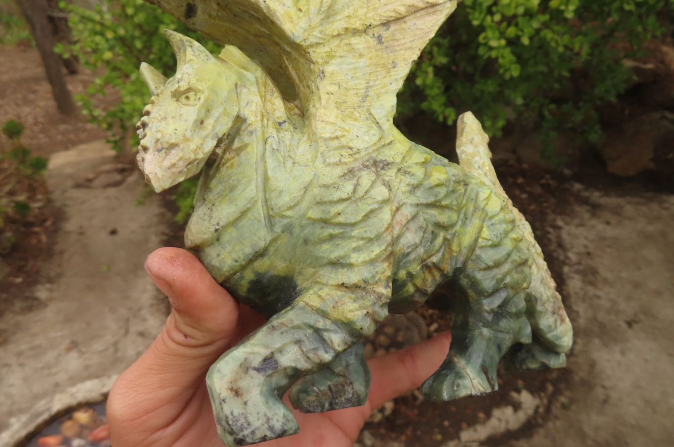 Polished Leopard Stone Welsh Dragon Carving x 1 From Zimbabwe - Toprock Gemstones and Minerals 
