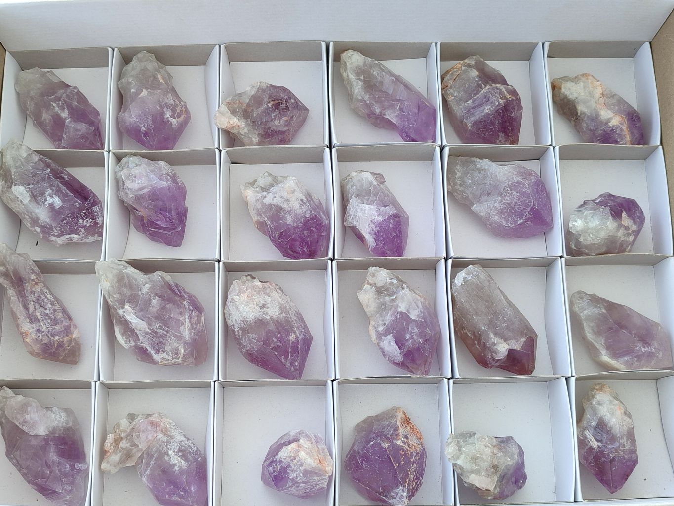 Natural Jacaranda Amethyst Single Crystals x 24 From Zambia - Toprock Gemstones and Minerals 