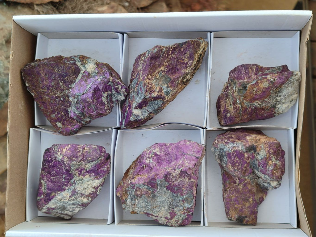 Natural Metallic Purpurite Cobbed Specimens x 6 From Erongo, Namibia - Toprock Gemstones and Minerals 