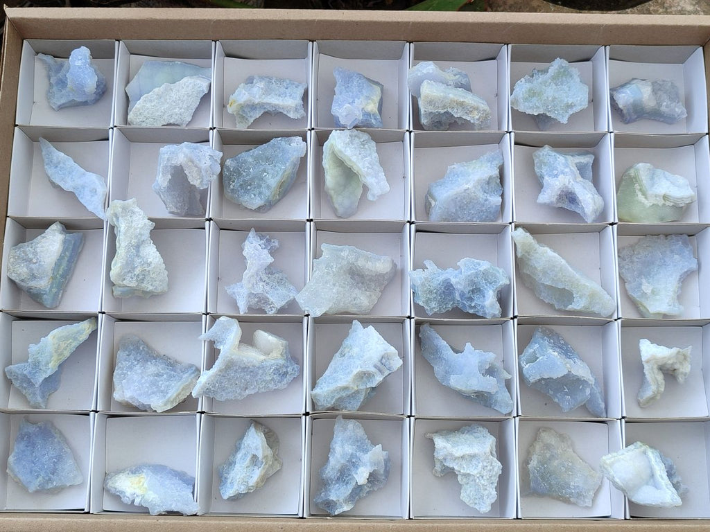Natural Etched Blue Chalcedony Specimens x 35 From Malawi - Toprock Gemstones and Minerals 