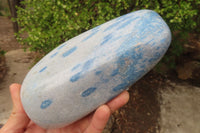 Polished XL Blue Spinel Quartz Standing Free Form x 1 From Madagascar - Toprock Gemstones and Minerals 