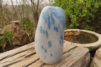 Polished XL Blue Spinel Quartz Standing Free Form x 1 From Madagascar - Toprock Gemstones and Minerals 