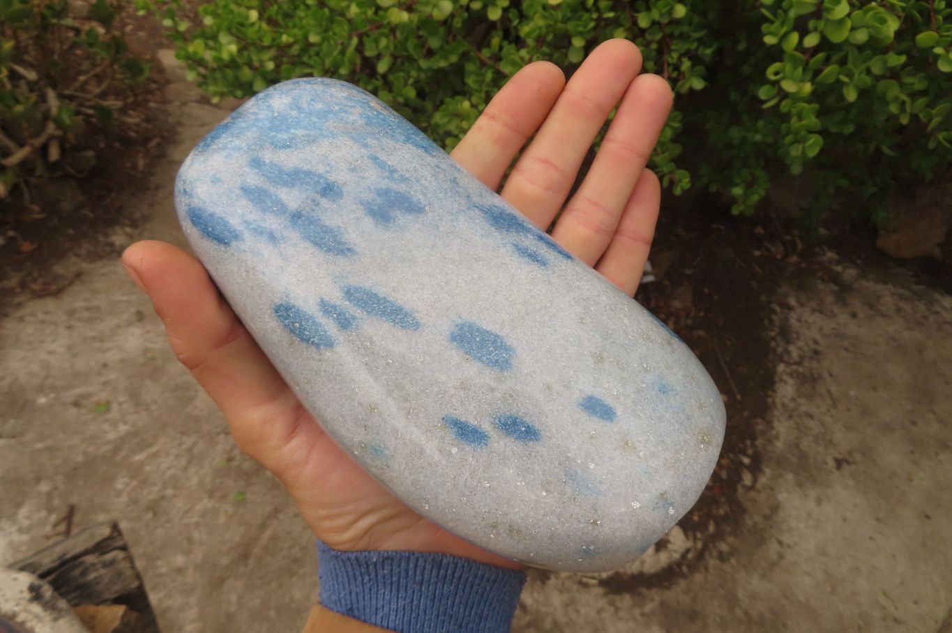 Polished XL Blue Spinel Quartz Standing Free Form x 1 From Madagascar - Toprock Gemstones and Minerals 