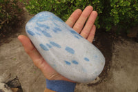 Polished XL Blue Spinel Quartz Standing Free Form x 1 From Madagascar - Toprock Gemstones and Minerals 