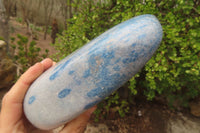Polished XL Blue Spinel Quartz Standing Free Form x 1 From Madagascar - Toprock Gemstones and Minerals 
