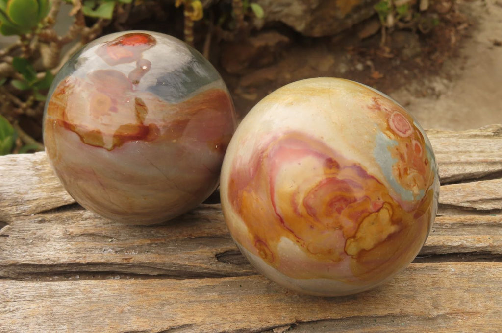 Polished Polychrome Jasper Spheres x 2 From Madagascar - Toprock Gemstones and Minerals 