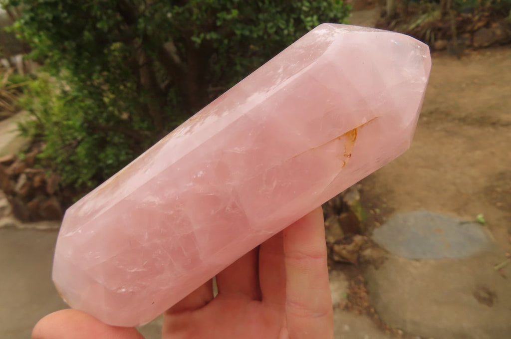 Polished Rose Quartz Double Terminated Points x 3 From Madagascar - Toprock Gemstones and Minerals 