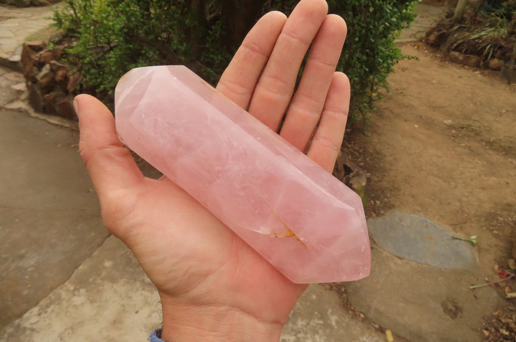 Polished Rose Quartz Double Terminated Points x 3 From Madagascar - Toprock Gemstones and Minerals 