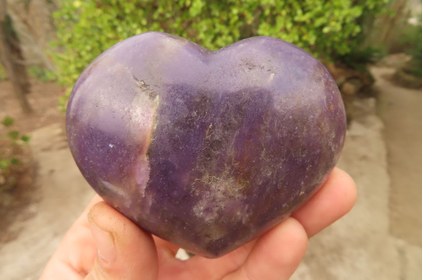 Polished Lepidolite Hearts with Rubellite Tourmaline Inclusions x 6 From Ambatondrazaka, Madagascar - Toprock Gemstones and Minerals 