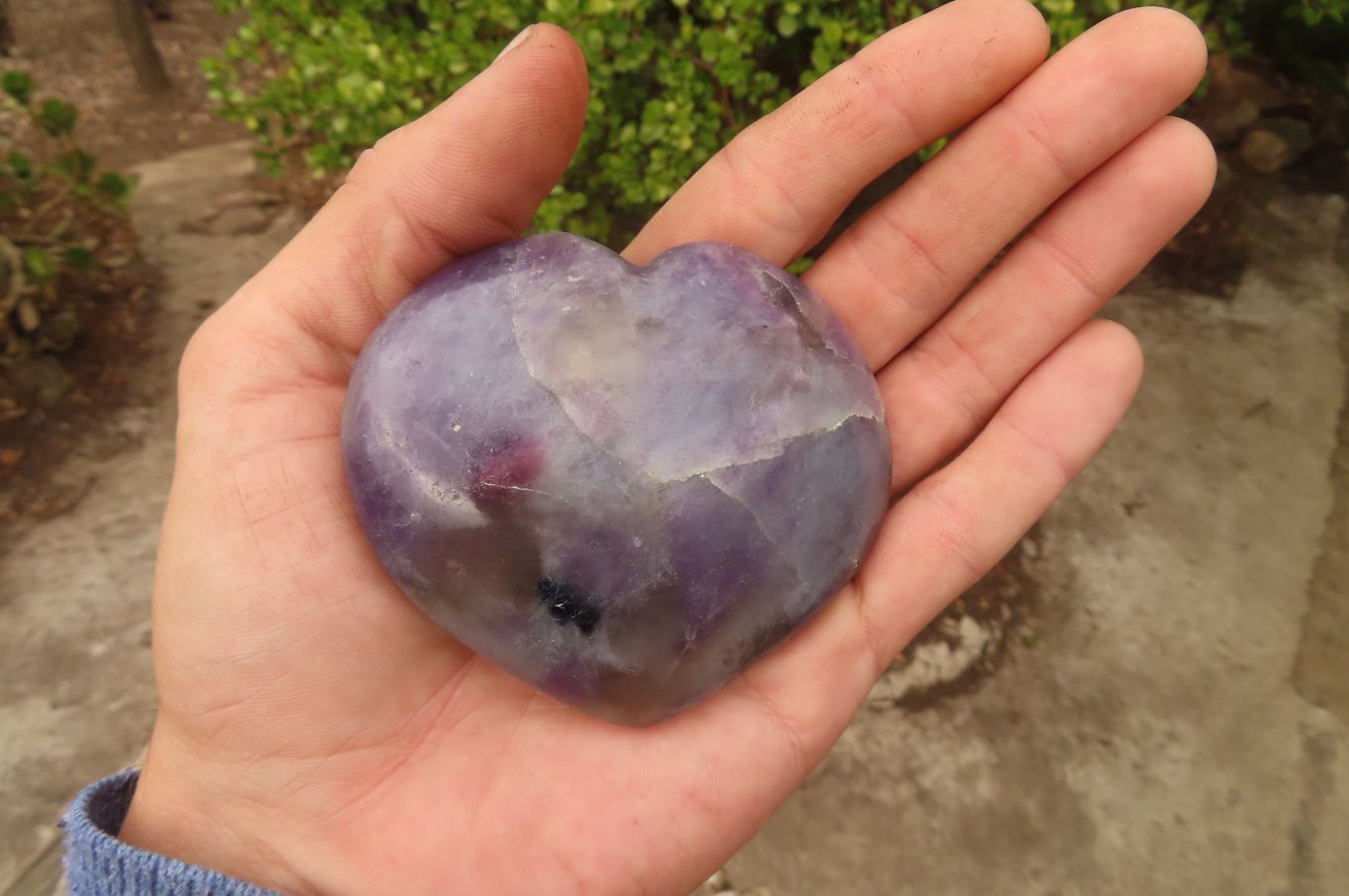 Polished Lepidolite Hearts with Rubellite Tourmaline Inclusions x 6 From Ambatondrazaka, Madagascar - Toprock Gemstones and Minerals 