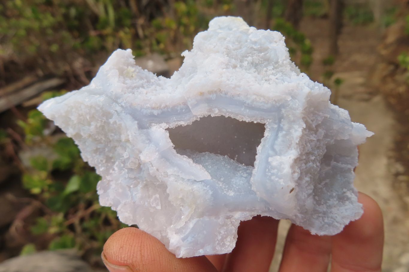 Natural Etched Blue Chalcedony Specimens x 6 From Nsanje Malawi - Toprock Gemstones and Minerals 