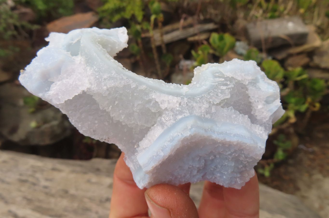 Natural Etched Blue Chalcedony Specimens x 6 From Nsanje Malawi - Toprock Gemstones and Minerals 