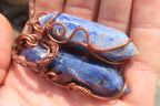 Polished Copper Wire Wrapped Sodalite Pendants x 6 From Namibia - Toprock Gemstones and Minerals 