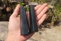 Polished Black Basalt Point-Prisms x 12 From Antsirabe, Madagascar