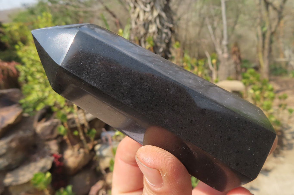 Polished Black Basalt Point-Prisms x 12 From Antsirabe, Madagascar - Toprock Gemstones and Minerals 