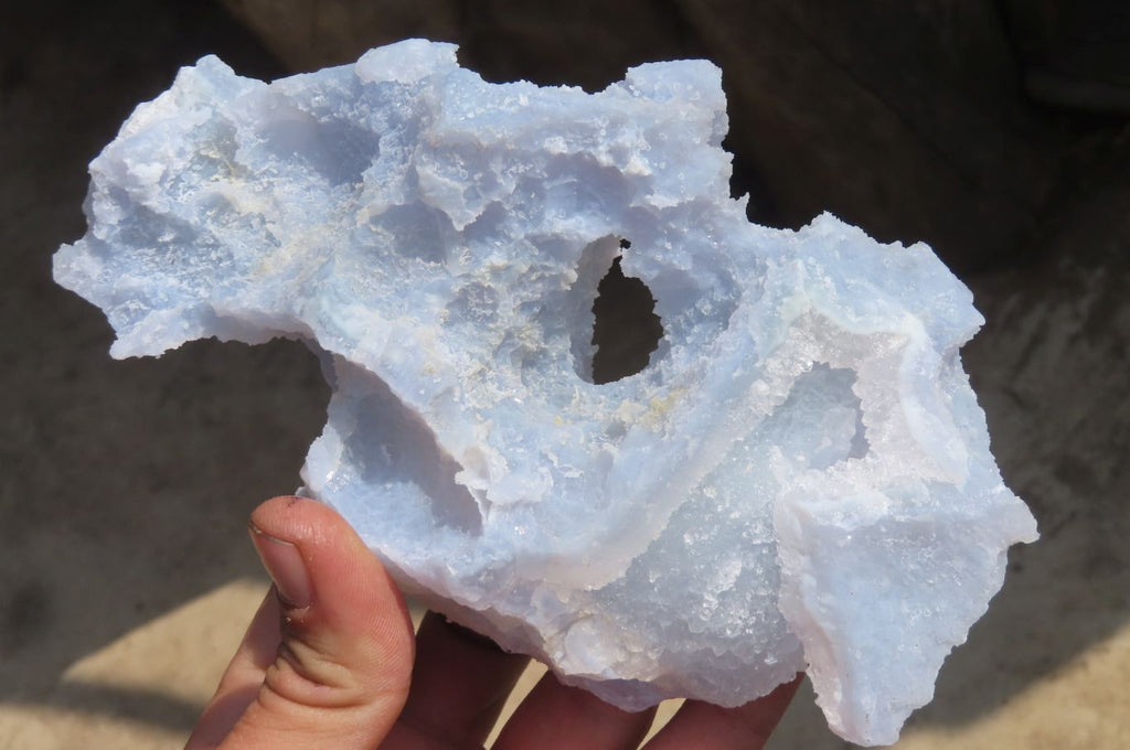 Natural Etched Blue Chalcedony Specimens x 2 From Nsanje, Malawi - Toprock Gemstones and Minerals 