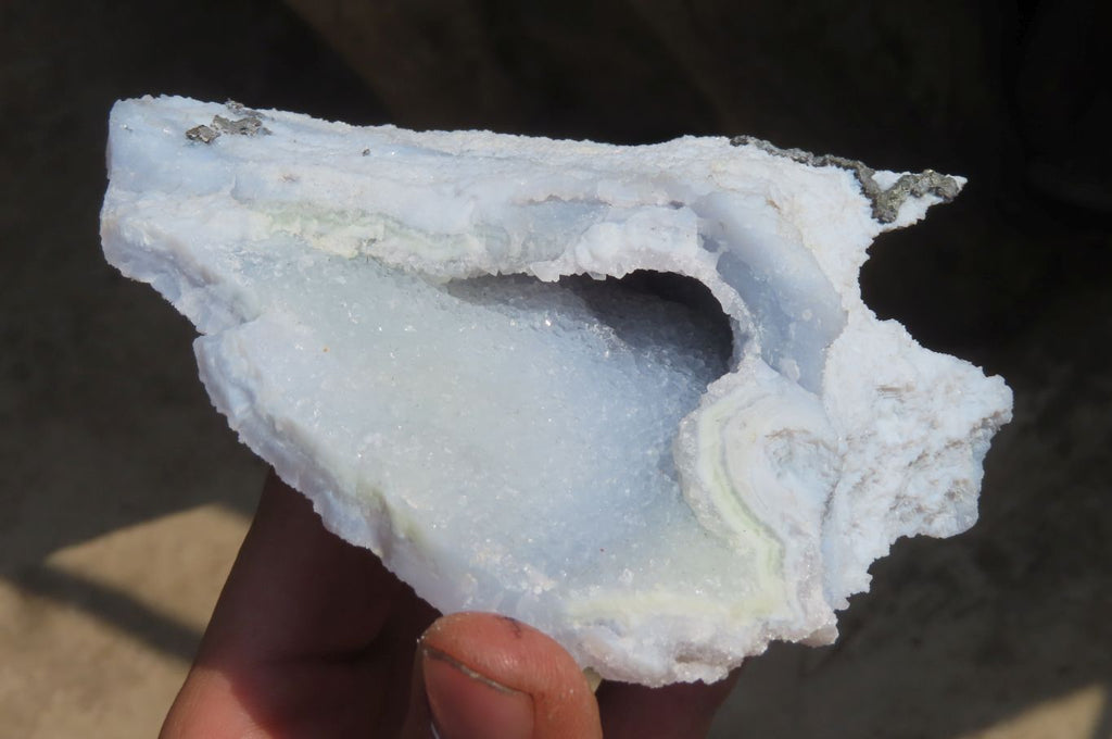Natural Etched Blue Chalcedony Specimens x 2 From Nsanje, Malawi - Toprock Gemstones and Minerals 