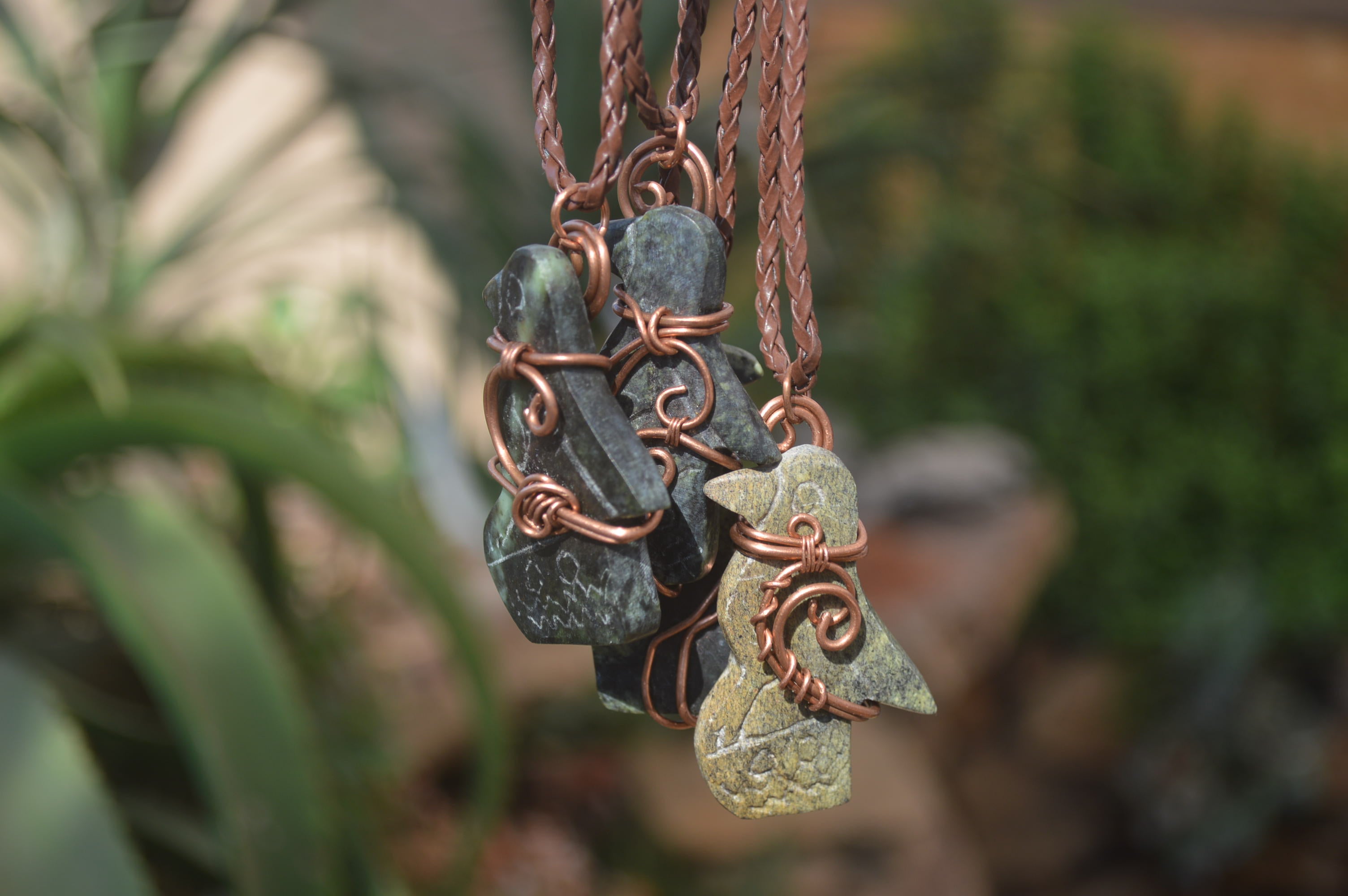 Polished Ancient Eagle Copper Wire Wrapped Pendants x 6 From Zimbabwe - Toprock Gemstones and Minerals 