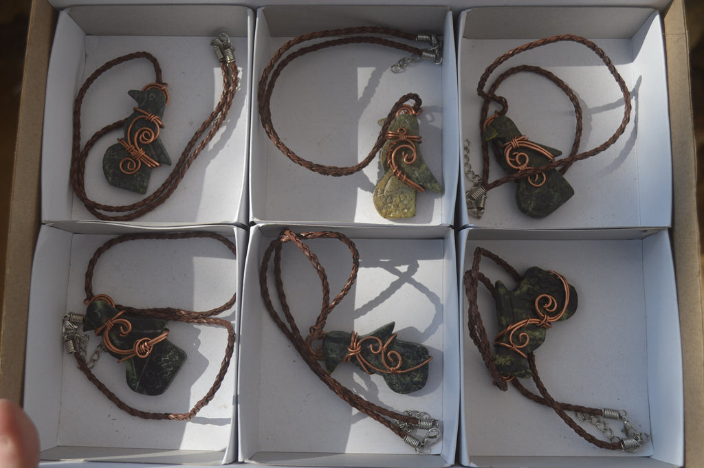 Polished Ancient Eagle Copper Wire Wrapped Pendants x 6 From Zimbabwe - Toprock Gemstones and Minerals 
