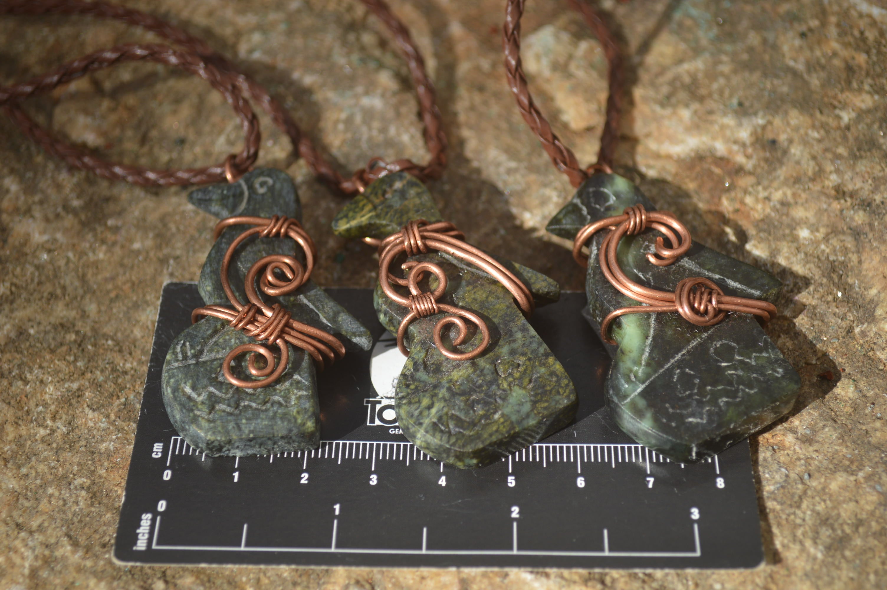 Polished Ancient Eagle Copper Wire Wrapped Pendants x 6 From Zimbabwe - Toprock Gemstones and Minerals 