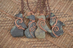 Polished Ancient Eagle Copper Wire Wrapped Pendants x 6 From Zimbabwe - Toprock Gemstones and Minerals 