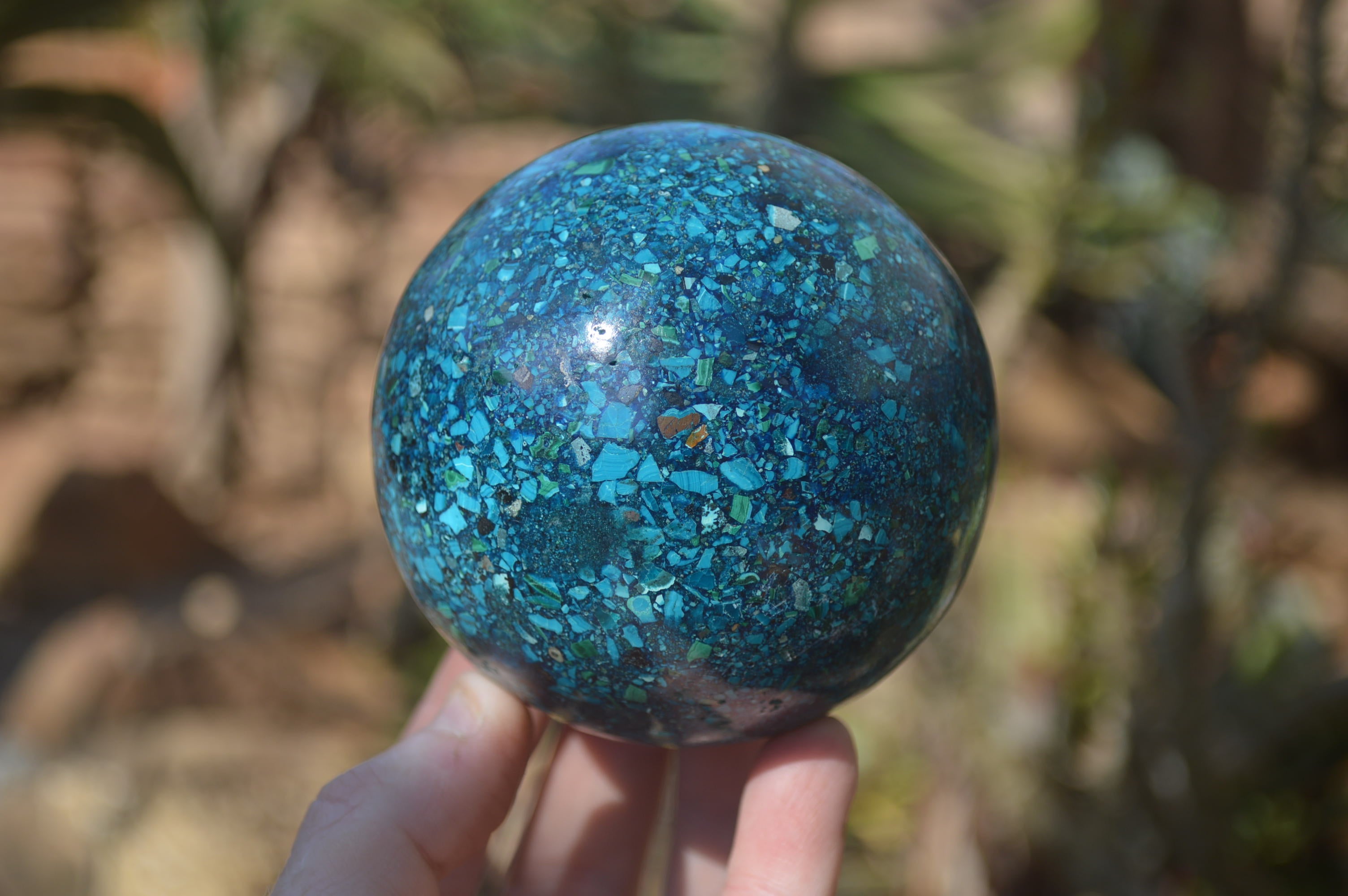 Polished Chrysocolla Conglomerate Spheres x 2 From Congo - Toprock Gemstones and Minerals 