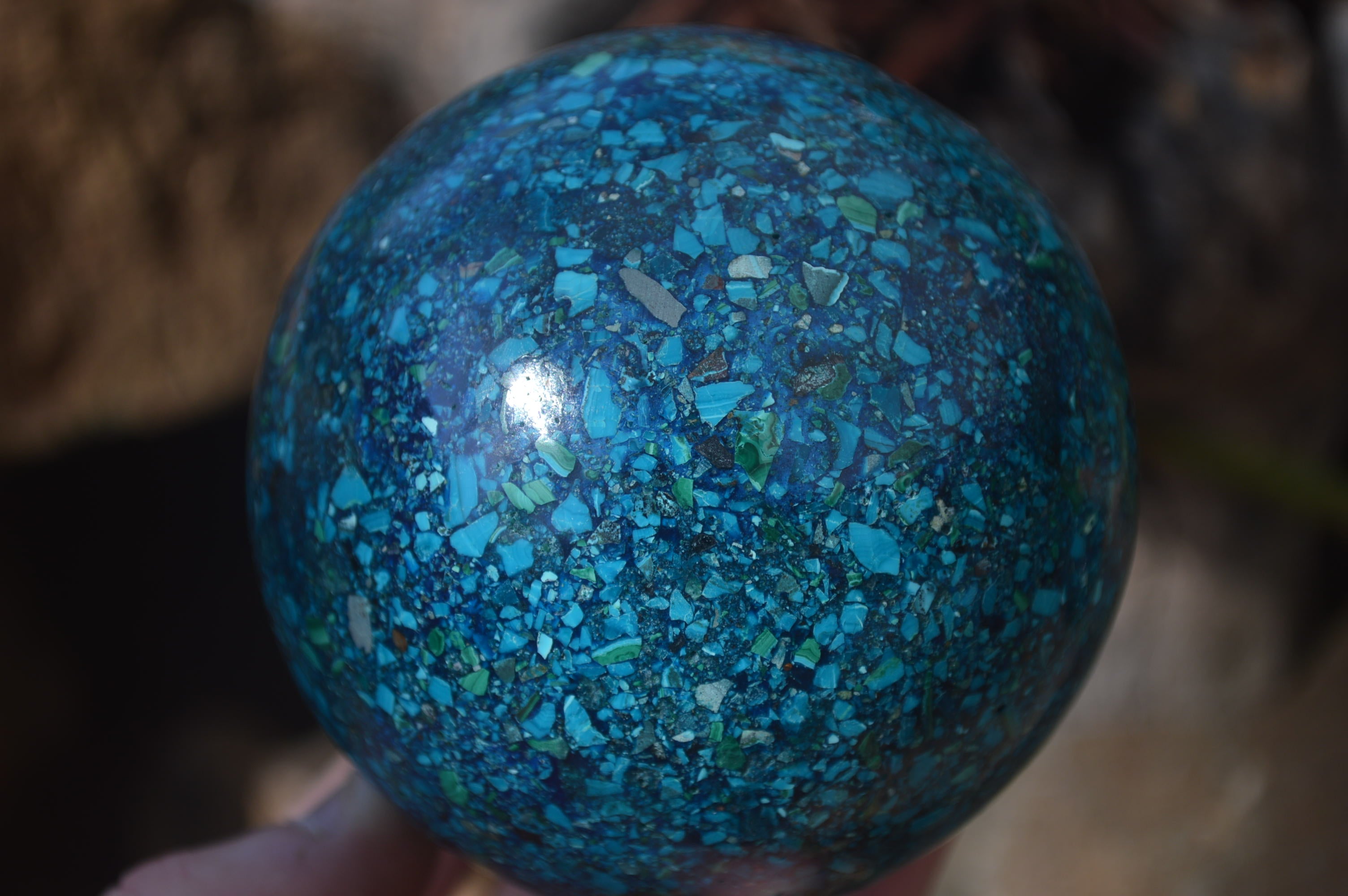 Polished Chrysocolla Conglomerate Spheres x 2 From Congo - Toprock Gemstones and Minerals 