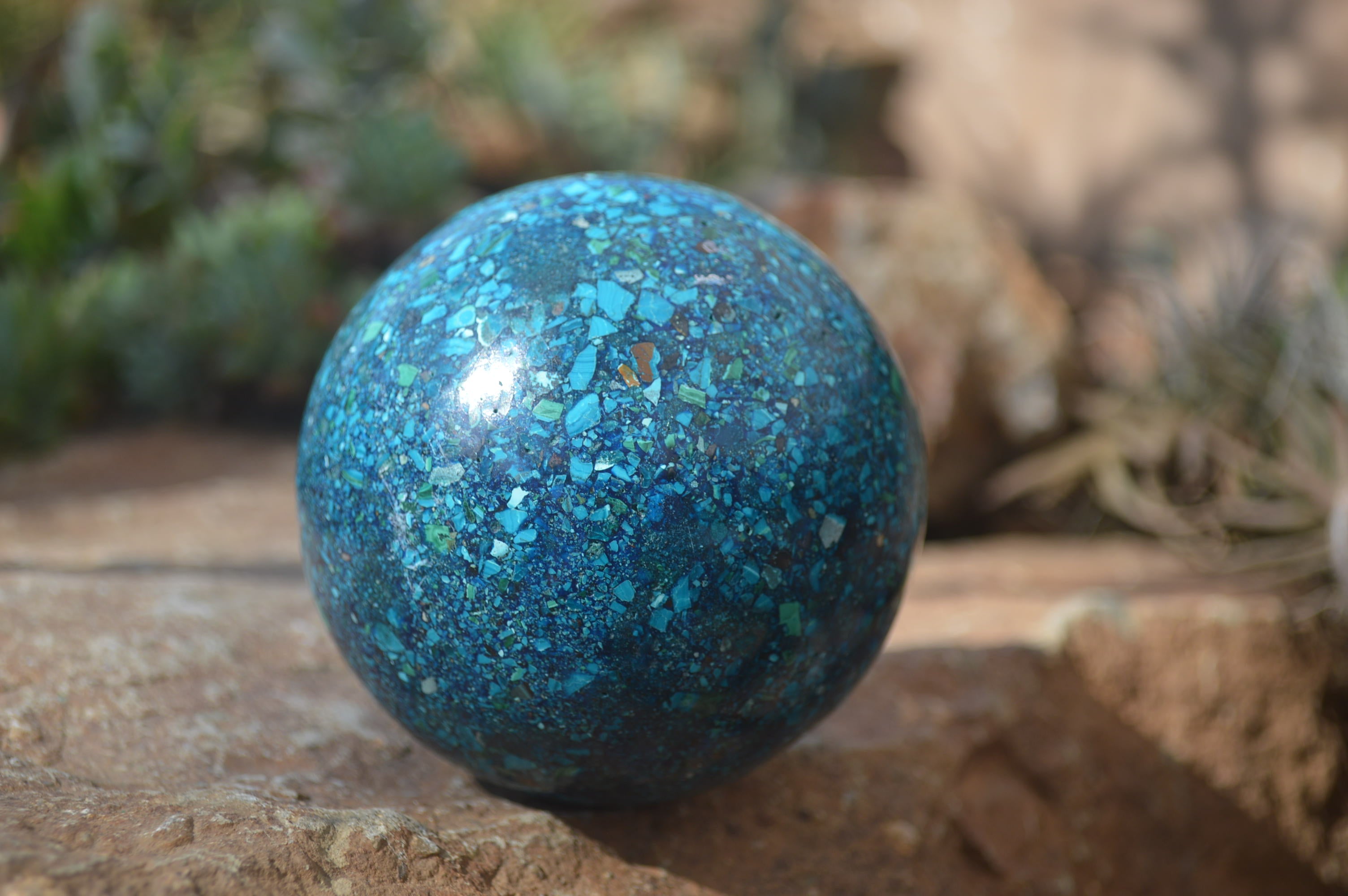 Polished Chrysocolla Conglomerate Spheres x 2 From Congo - Toprock Gemstones and Minerals 