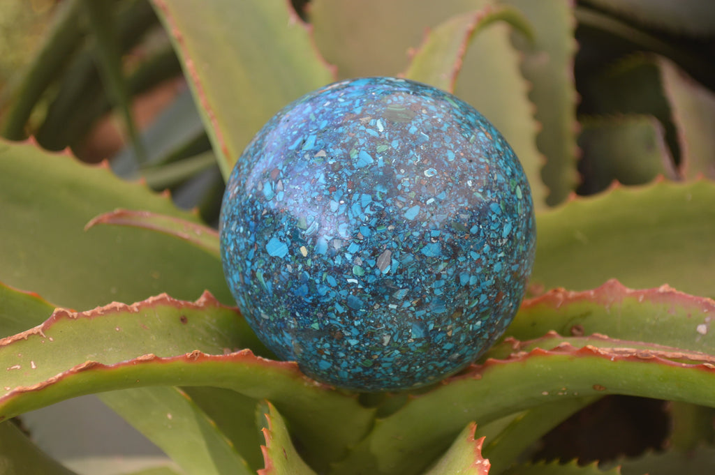 Polished Chrysocolla Conglomerate Spheres x 2 From Congo - Toprock Gemstones and Minerals 