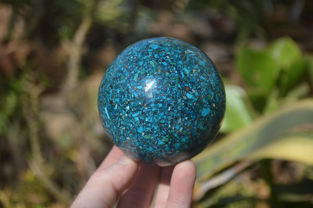 Polished Chrysocolla Conglomerate Spheres x 2 From Congo - Toprock Gemstones and Minerals 