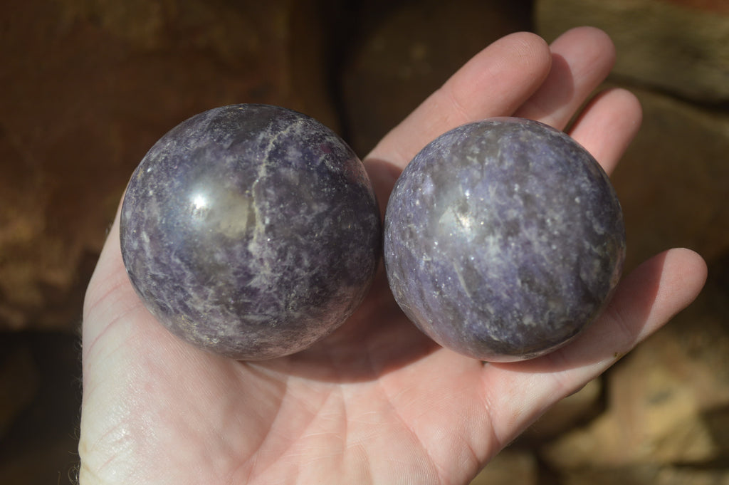 Polished Lepidolite With Rubellite Spheres x 6 From Madagascar - Toprock Gemstones and Minerals 