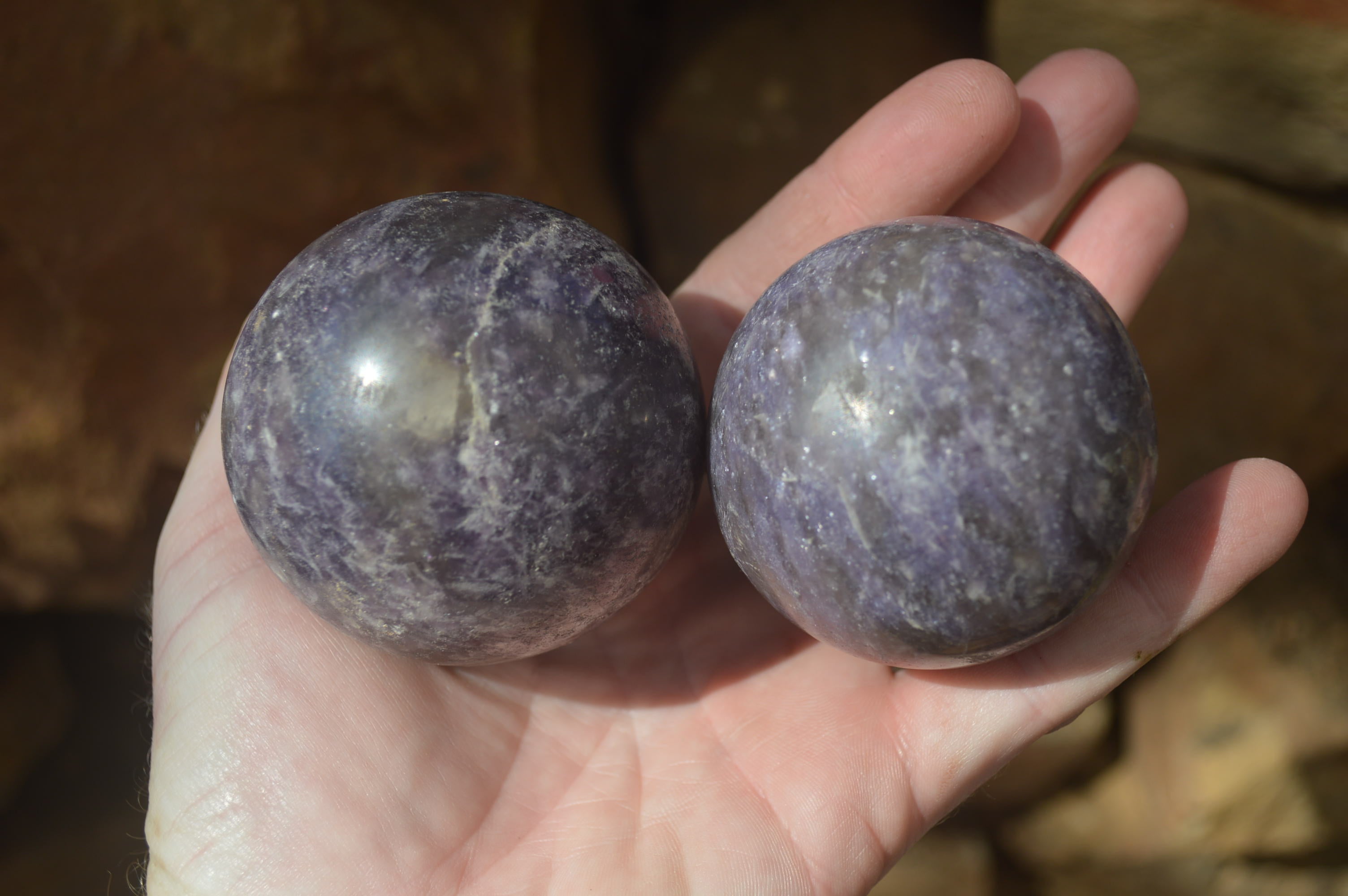 Polished Lepidolite With Rubellite Spheres x 6 From Madagascar - Toprock Gemstones and Minerals 