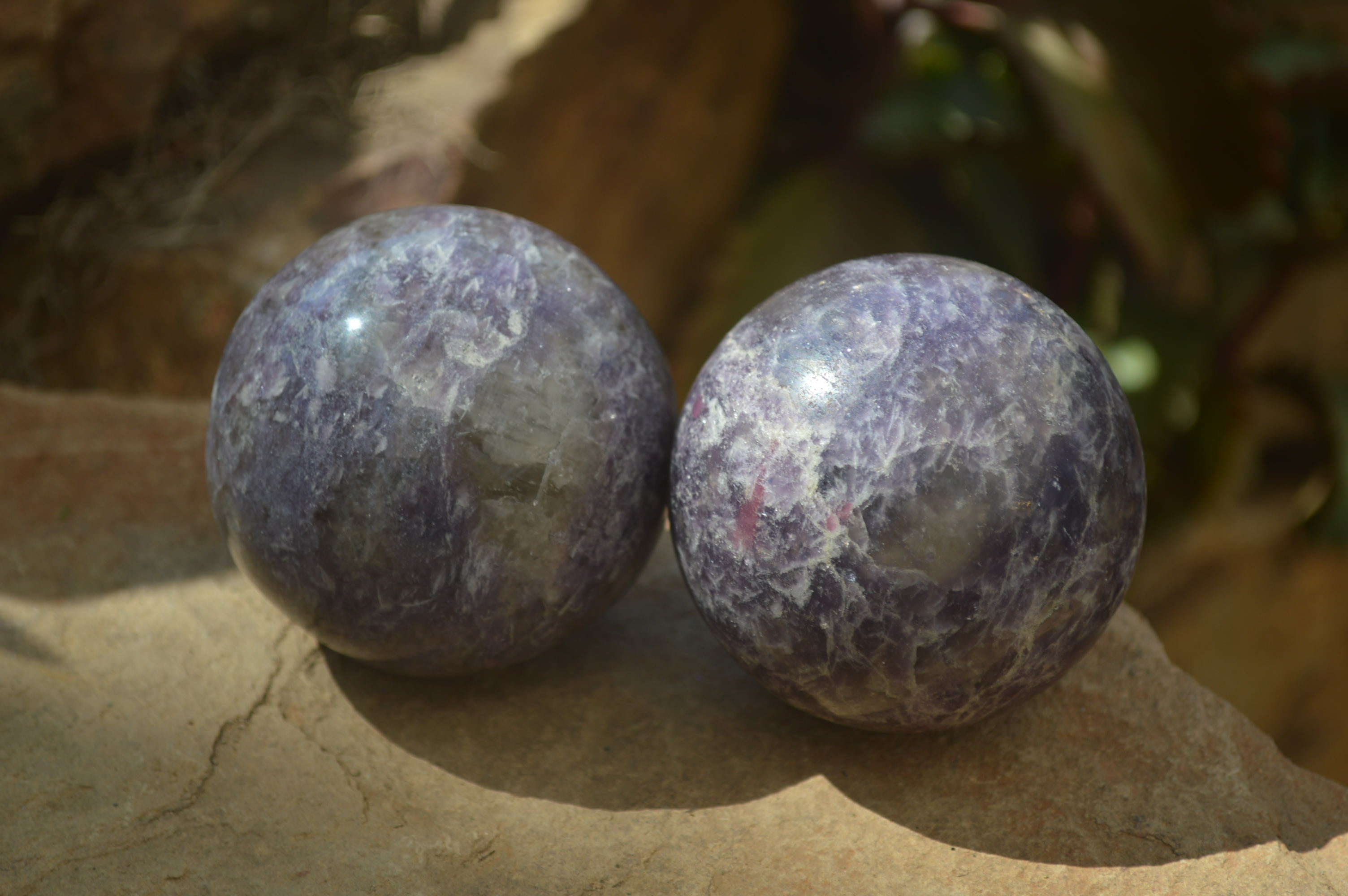 Polished Lepidolite With Rubellite Spheres x 6 From Madagascar - Toprock Gemstones and Minerals 