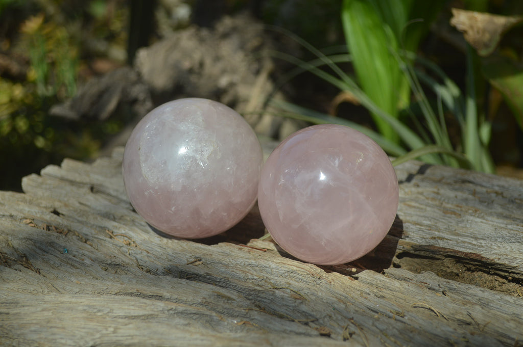 Polished Pink Rose Quartz Spheres x 4 From Ambatondrazaka, Madagascar - Toprock Gemstones and Minerals 