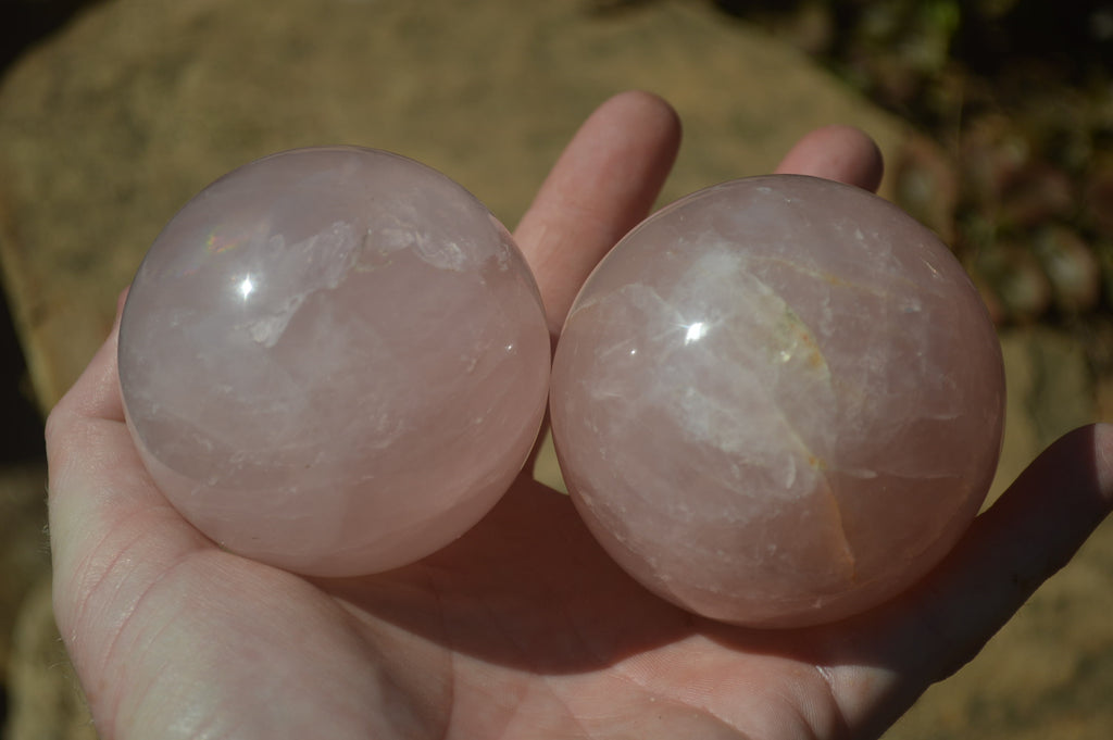 Polished Pink Rose Quartz Spheres x 4 From Ambatondrazaka, Madagascar - Toprock Gemstones and Minerals 