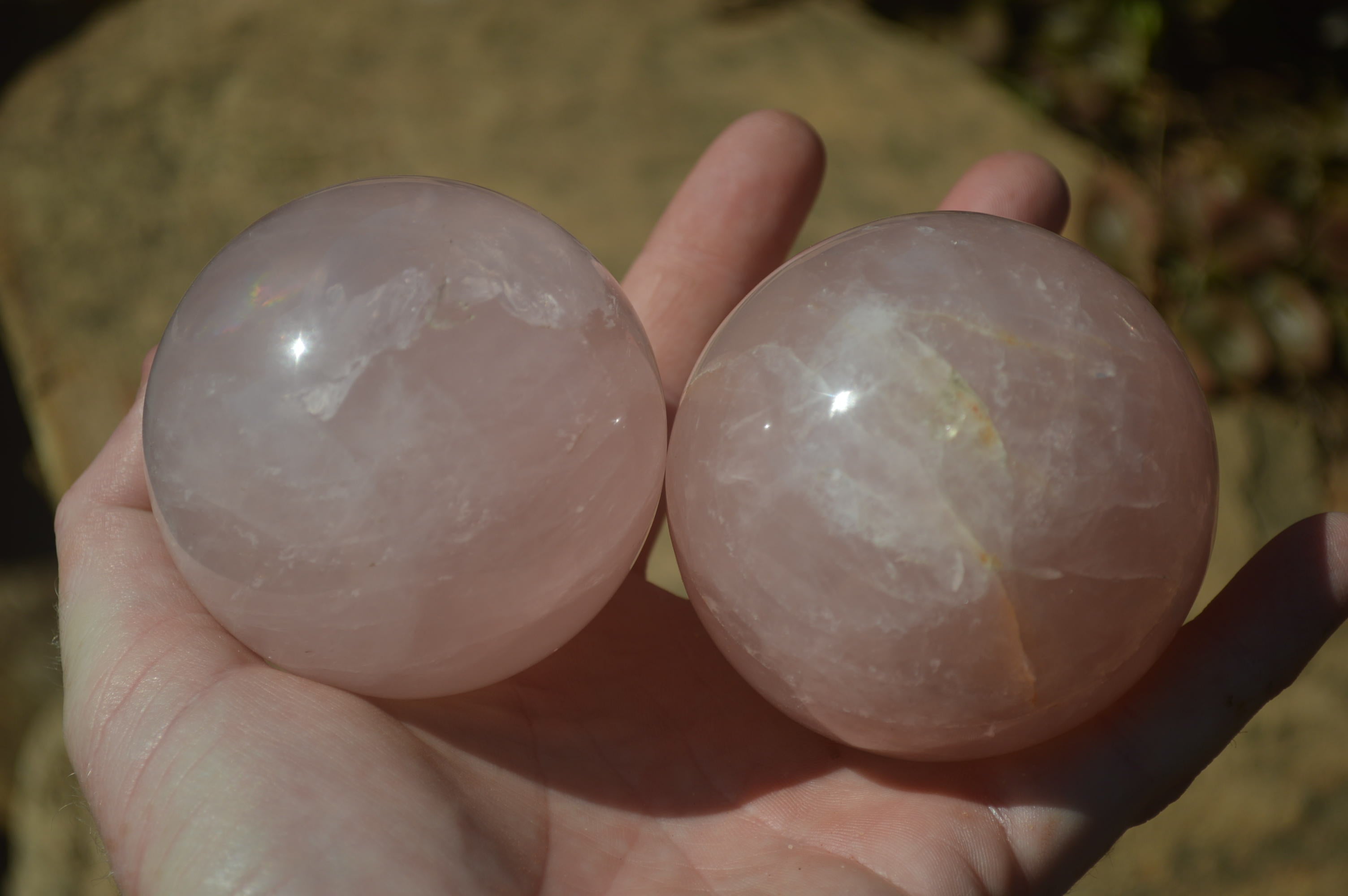 Polished Pink Rose Quartz Spheres x 4 From Ambatondrazaka, Madagascar - Toprock Gemstones and Minerals 
