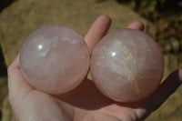 Polished Pink Rose Quartz Spheres x 4 From Ambatondrazaka, Madagascar - Toprock Gemstones and Minerals 
