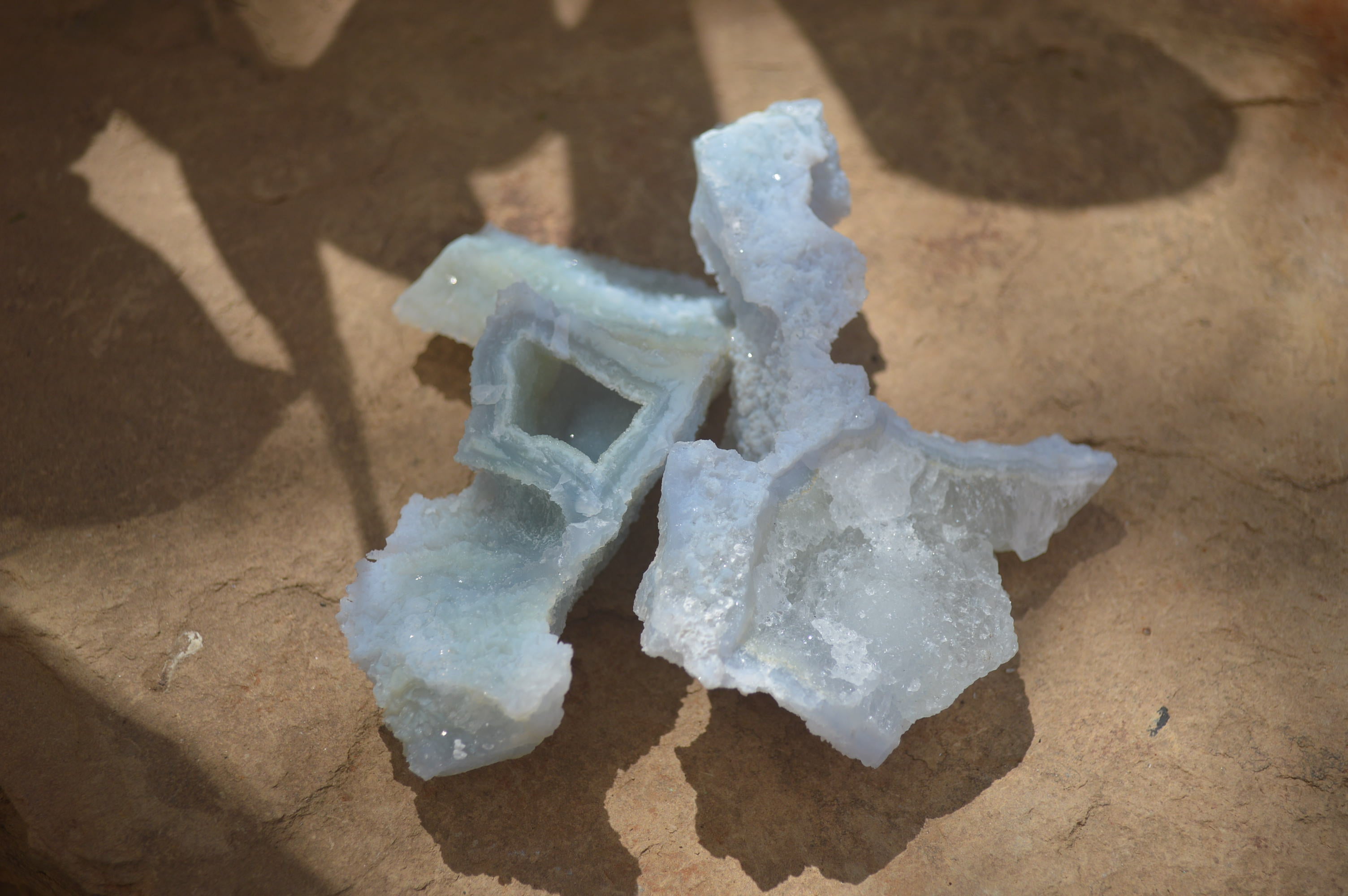 Natural Etched Blue Chalcedony Specimens x 12 From Nsanje, Malawi - Toprock Gemstones and Minerals 