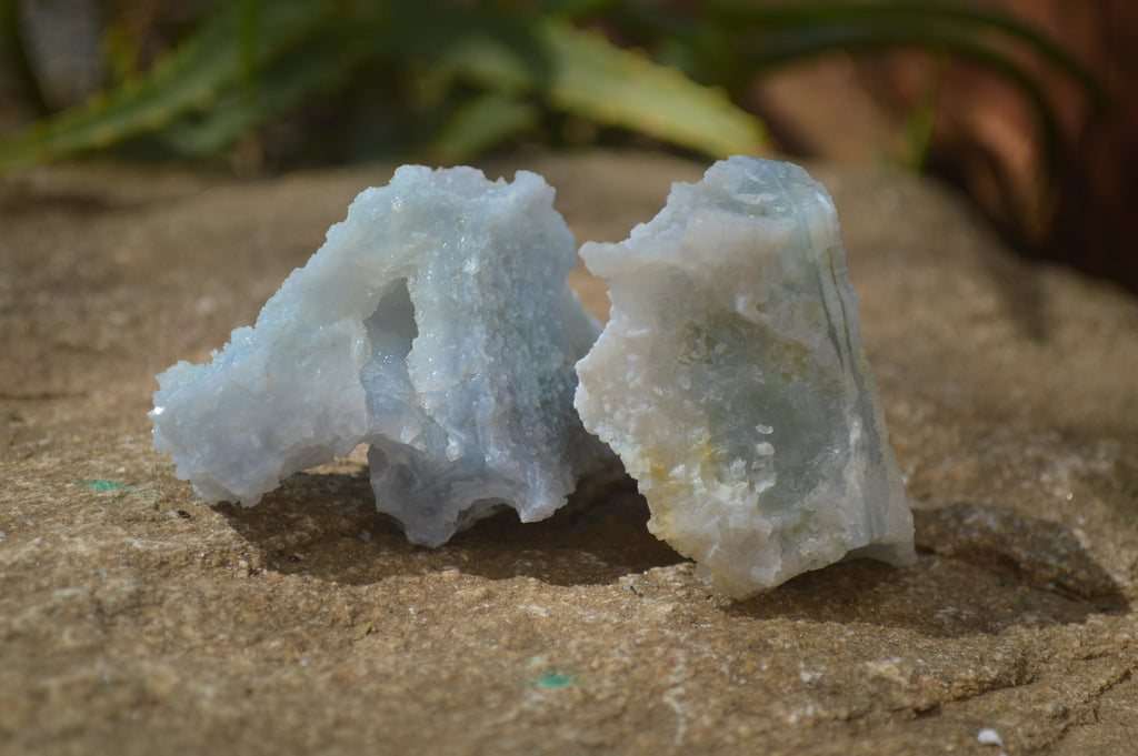 Natural Etched Blue Chalcedony Specimens x 12 From Nsanje, Malawi - Toprock Gemstones and Minerals 